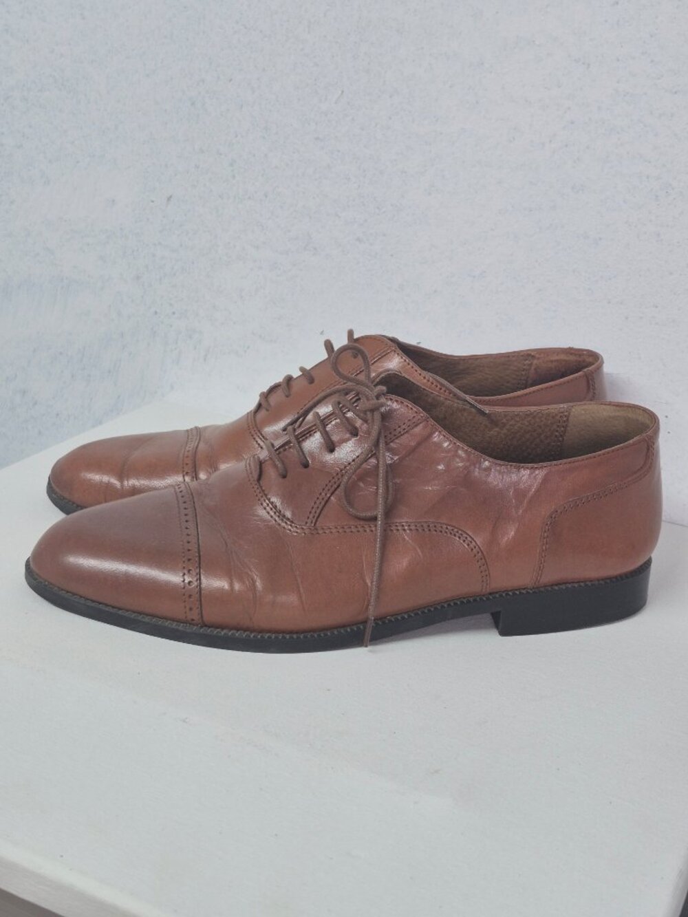 GIORGIO BRUTINI Men's Size 11 Cognac Tan Leather Cap Toe Oxford Dress Shoes